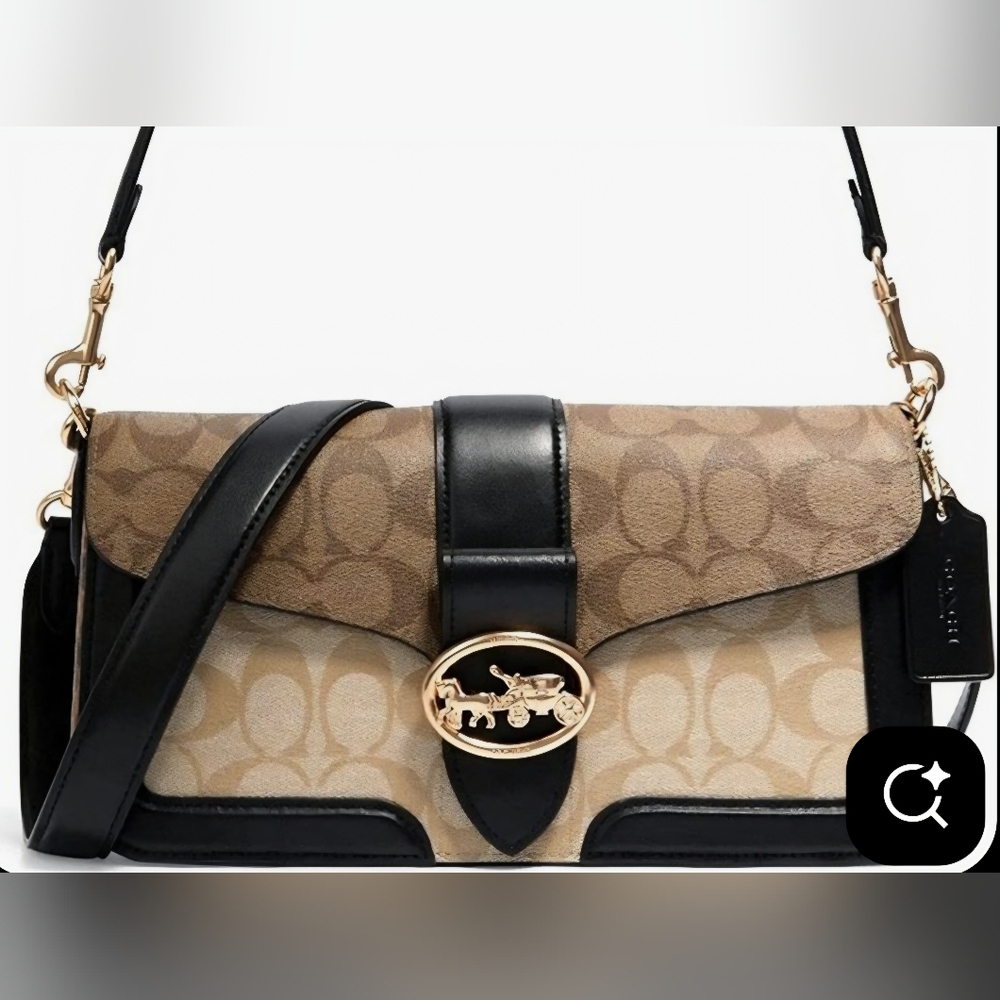 Signature Canvas Leather Coach Crossbody Georgie Purse Bag NWOT